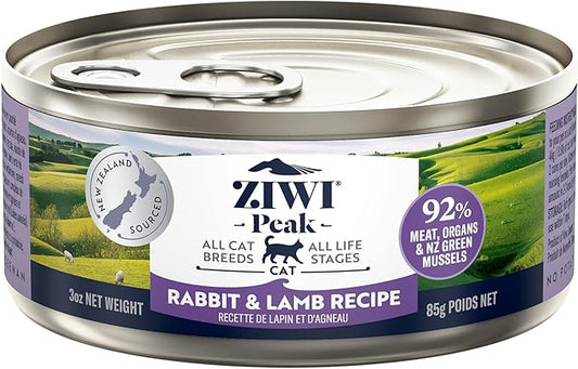 ZIWI Peak Canned Wet Cat Food – All Natural, High Protein, Grain Free, Limited Ingredient, with Superfoods Rabbit & Lamb, 3 Ounce (Pack of 24)