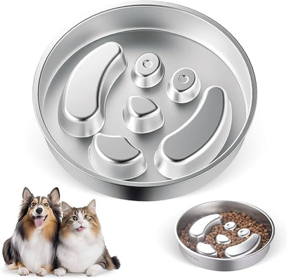 Stainless Steel Slow Feeder Dog Bowls – Non-Slip Metal Dog Bowl for Large & Medium Breeds, Puppy Puzzle Feeder – 2 Cup Capacity for Small to Big Pets – Durable Slow Feed Dog & Cat Food Dish