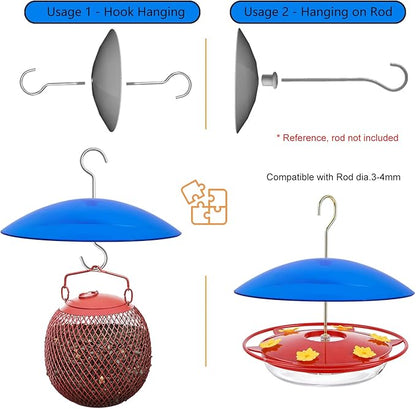 8" Mini Rain Cover for Bird Feeder/House - Blue Small Protective Dome Guard Against Rain/Snow/Sun - Dia. 20CM