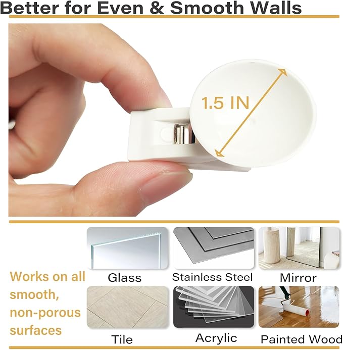 6 Packs Shower Curtain Clips with Suction Cup to Prevent Water Splashing Out, Windproof Splash Guard | Just Press Clip onto Wall| White