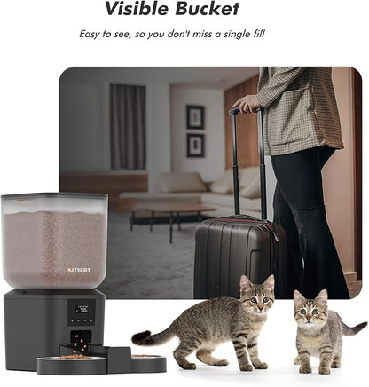Automatic Cat Feeder for 2 Cats - 8L/34 Cups Large Capacity Auto Cat Food Dispenser with LCD Screen, 2 Food Trays, Timed Feeder, Up to 50 Portions 6 Meals Per Day, Keep Fresh