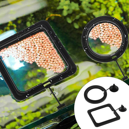 2 PCS Fish Feeding Ring, Aquarium Feeding Ring Automatic Goldfish Tank Feeder Dispenser Auto Live Betta Fish Vacation Feeder Floating Food Accessories for Turtle, Coral, Goldfish (Black)