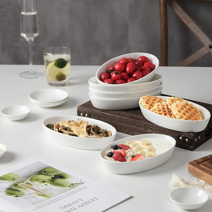 UIBFCWN Au Gratin Baking Dishes, 7.5''x4.5'' Ceramic Oval Baking Dish for Single Serving, Individual Casserole Dishes Oven Safe, Au Gratin Pans for Lasagna & Cobblers, 11.5oz, Set of 4