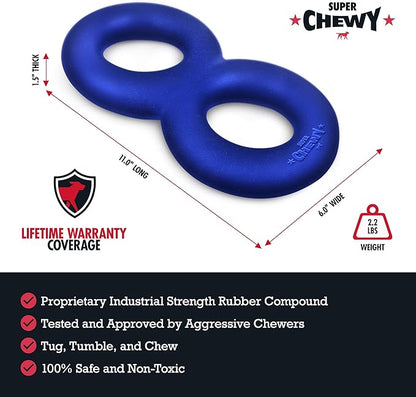 SuperChewy Tough Dog Double Ring Toy | Lifetime Replacement | Strong Natural Rubber | Great Dog Pull Toy for Exercise | Tug Toys for Dogs | Ultra Durable Chew Toys for Aggressive Chewers