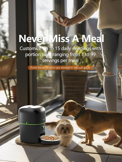 Automatic Cat Feeder with Camera - 5G WiFi Auto Cat Food Dispenser, 1080P HD Video with Night Vision, 1-15 Meals, 1-99 Portions, 2-Way Audio, Keeps Food Fresh, Timed Pet Feeder Also for Dogs