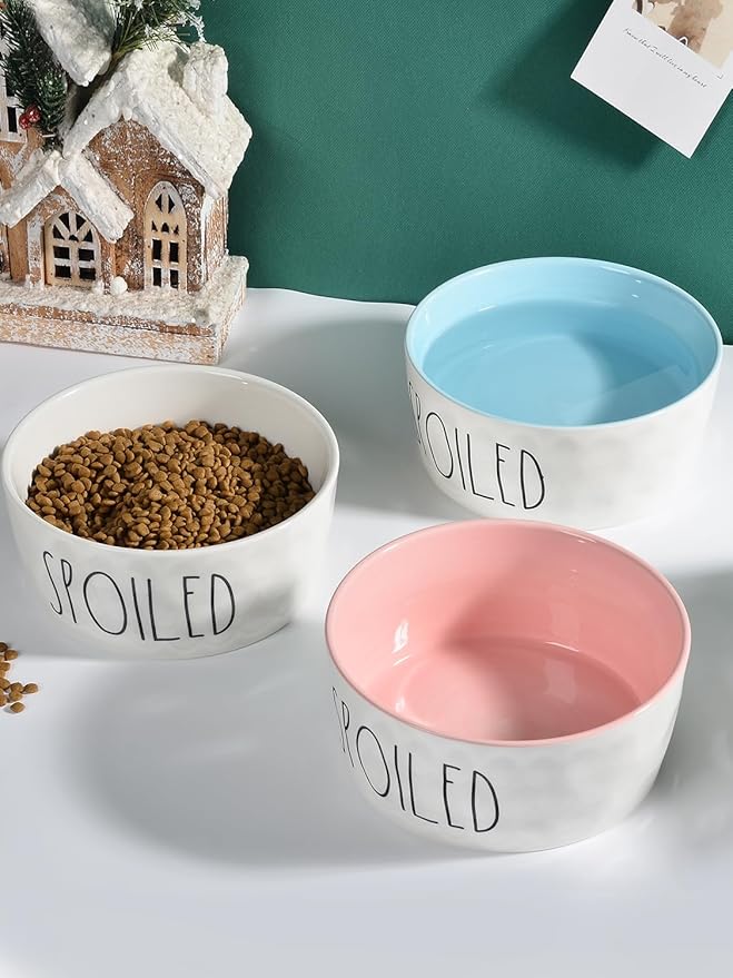 70OZ Ceramic Dog Bowl - 8'' Extra Large Food Water, Heavy Duty Non-Slip Dog Dish for Medium and Large Dogs, Food Grade Porcelain Pet Feeder Bowl, Microwave & Dishwasher Safe, Pink