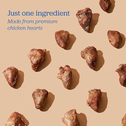 Downtown Barkery Freeze Dried Dog Treats - Single Ingredient, Low Calorie, Rich in Vitamins and Minerals - All Natural - Freeze Dried Chicken Hearts for Dogs, 10 Oz