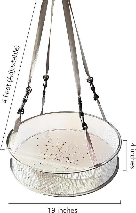 19" Seed/Shell Catcher for Bird Feeders Platform 19 x 19 x 4 inches Birdseed Hoop Outdoor Garden Hanging Tray (White)