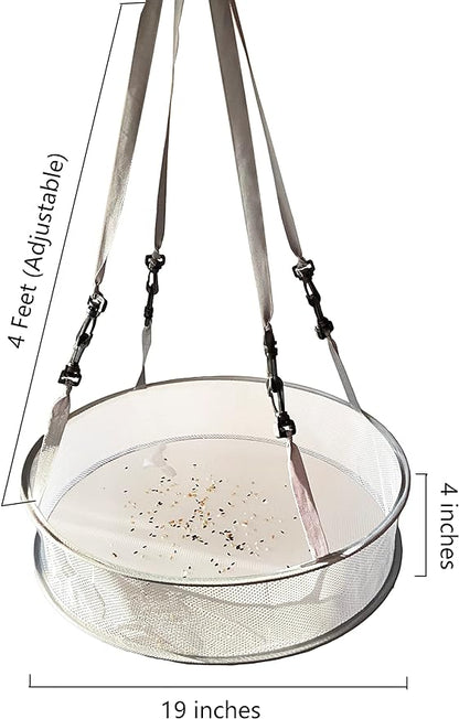 19" Seed/Shell Catcher for Bird Feeders Platform 19 x 19 x 4 inches Birdseed Hoop Outdoor Garden Hanging Tray (White)