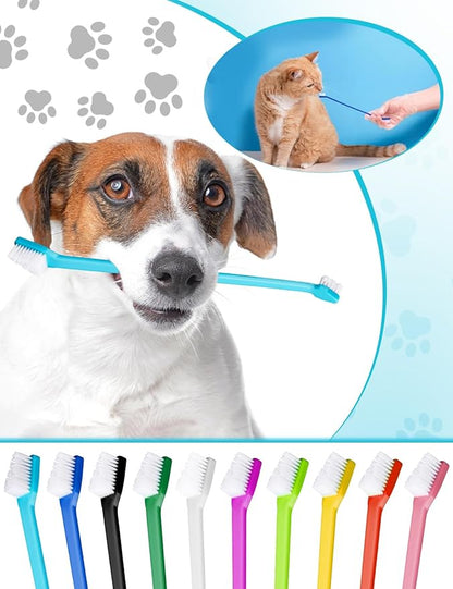 300 Pcs Dog Toothbrush Bulk Dual-Headed Toothbrush for Dogs Teeth Cleaning Dog Tooth Brush for Large Small Dogs Cats Puppy Teeth Cleaning Oral Dental Care Supplies 10 Colors