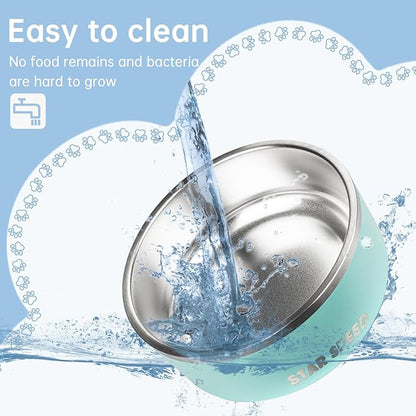 StarSpeed 42oz Stainless Steel Dog Bowls with Rubber Bottom Non-Slip Double Wall Metal Outdoor Dog Food and Water Bowls Weighted Insulated Pet Feeding Bowl for Small,Medium Sized Dogs or Cats