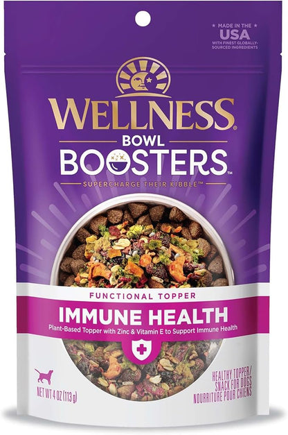 Wellness Bowl Boosters, Dog Food Topper for Small, Medium, & Large Breeds, Grain Free, Natural, Freeze Dried, Immune Health, Plant Based, 4 Ounce Bag (Pack of 1)