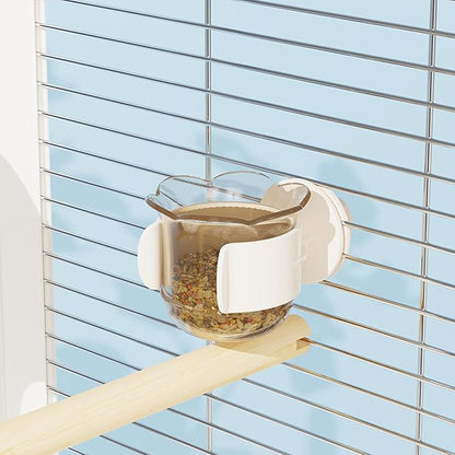 2pcs/4pcs PET Bird Bowls with Clamp, Bird Cage Feeder, Durable Water Bowl, Feeding Cups, Water Feeder for Cockatiel, Parakeet, Macaw, Finches, Lovebirds, Small Animals Gray (Gray, 2pcs)