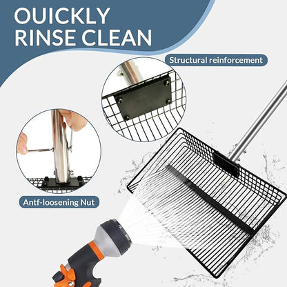 15inch Extra Large Chicken Poop Scooper,With24 to 68" Stainless Steel Handle，Ideal for Chicken Coops, Pet Areas, and Farm Cleanup (15" Width)