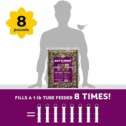 Audubon Park Nut & Fruit Wild Bird Seed – 8 lb. Premium Blend with Sunflower Seeds, Peanuts, Safflower & Dried Fruit – Bird Food for Outside Feeders