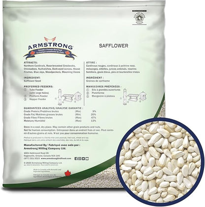 Armstrong Wild Bird Food Safflower Bird Seed, 4 Pounds - for Northern Cardinals, Rose-Breasted Grosbeaks and Black-Capped Chickadees - Ideal for Outside Feeders
