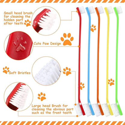 Honeydak Dog Toothbrush Bulk Dual Headed Dental Brushes Dogs Tooth Brushing Kit Long Handle Pet Tooth Brush for Puppy Large Small Cats and Most Pets Teeth Cleaning Dental Supplies(70 Pcs,Multicolor)