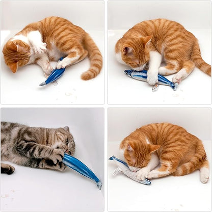6 PCS Cat Fish Toy Soft and Durable,Cat nip Toy with Catnip Inside, Kicker Toys for Indoor Kitten Exercise,Kitty Teething Chew Toy (6 Sauries)