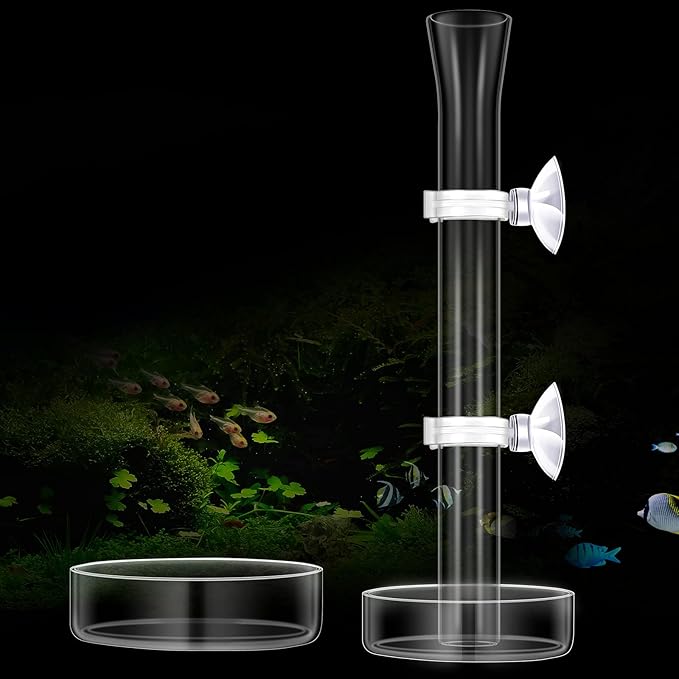 3 Pieces Shrimp Feeding Tube and Dish Set, Include Glass Shrimp Feeder Tube and 2 Aquarium Dish Bowl Fish Tank Feeding Supplies