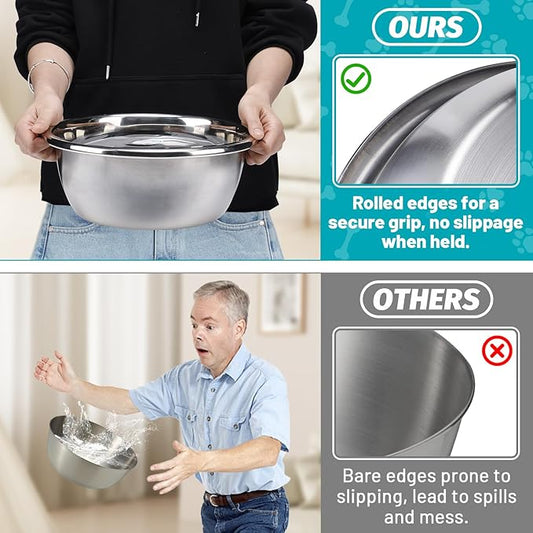 2Pcs 1.3 Gallons Large Dog Bowls - Food Grade Stainless Steel Metal Water Bowl, Ample Capacity & Easy to Clean Food Bowls for Large X-Large Dogs Indoor Outdoor