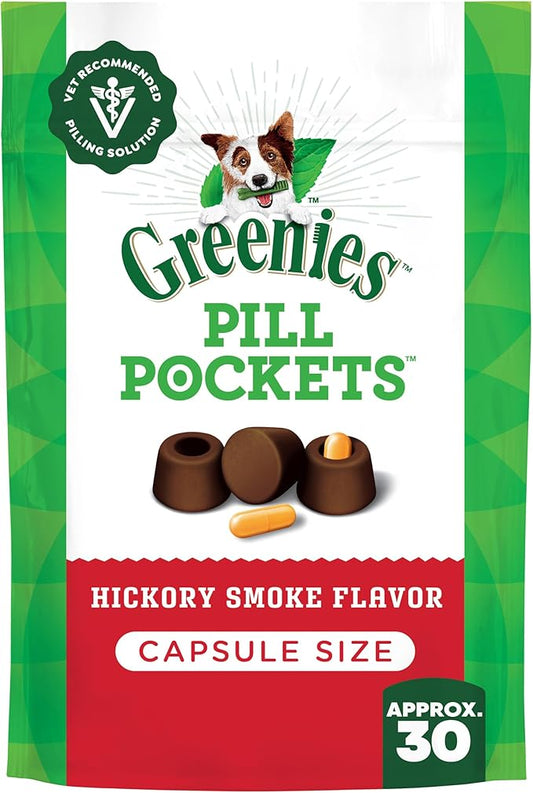 Greenies Pill Pockets for Dogs Large Size, Soft Dog Treats, Hickory Smoke Flavor, 7.9 oz. Pouch (30 Treats)