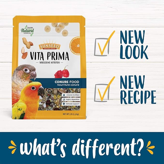 Sunseed Vita Prima Wholesome Nutrition Conure Food, 3 LBS, (Model: 59761)