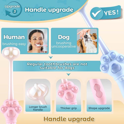 2-Pack 3-Sided Dog Toothbrush, Puppy Toothbrushes with Unique Bristle Technology, Oral Care for Pets, for Medium and Small Dogs