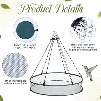 Universal Wild Bird Seed Catcher Hanging Hoop Platform Bird Seed Catcher Tray for Hummingbird Feeders Bee Feeder Outdoor Garden Accessories(2 Pieces,24 Inch)