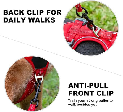 Plutus Pet No Pull Dog Harness, Release at Neck, Soft Padded, Reflective Adjustable Dog Vest Harness for Small, Medium, Large Dogs(Red, XS)