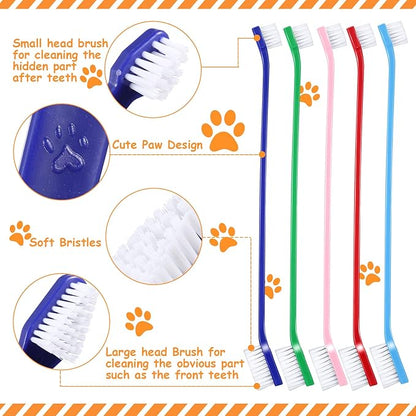 Honeydak Dog Toothbrush Bulk Dual Headed Dental Brushes Dogs Tooth Brushing Kit Long Handle Pet Tooth Brush for Puppy Large Small Cats and Most Pets Teeth Cleaning Dental Supplies(70 Pcs,Colorful)