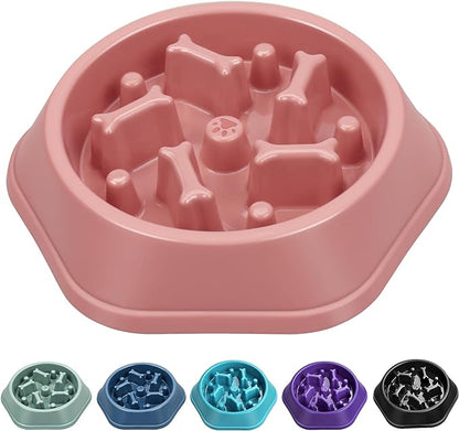 UPSKY Slow Feeder Dog Puzzle Bowl, Interactive Bloat Stop Non-Slide Lick Treat Bowl for Small Medium Dogs (Pink)