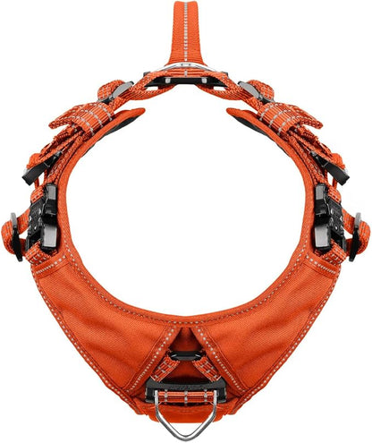 ICEFANG Dog Strap Harness with All-Metal Hardware,for Medium Sized Dog,K9 Vest,Y-Shape Soft Padding,Adjustable Pet Harness,No-Pull Front Leash Clip (Medium (Pack of 1), Orange)