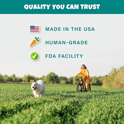 Apples+Carrots Plant-Based Fruit Dog Treats - Carrot and Apple Soft & Chewy - Healthy Vegetarian, Vegan Dog Treats with Organic Ingredients - Low-Protein, Hypoallergenic, Gluten-Free