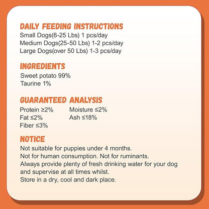 Sweet Potato Dog Treats, Healthy Low Fat Dog Chews Rawhide Free Grain Free Training Treats for Small Medium Large Dogs 27-31 Counts