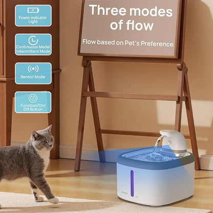 cat Water Fountain Wireless - 118oz/3.5L Cordless Automatic Water Dispenser for Cats, Stainless Steel Water Bowl for Pets no Spilling, Cat Feeding & Watering Supplies with 5 Filters