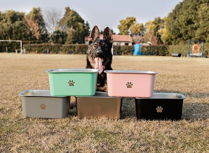 1.2 Gallons 20 Cup Non Slip Stainless Steel Large Dog Water Bowls, Outdoor Metal Dog Bowls Large Breed, High Capacity Water Bowl for Big Giant Huge Dogs, Pink