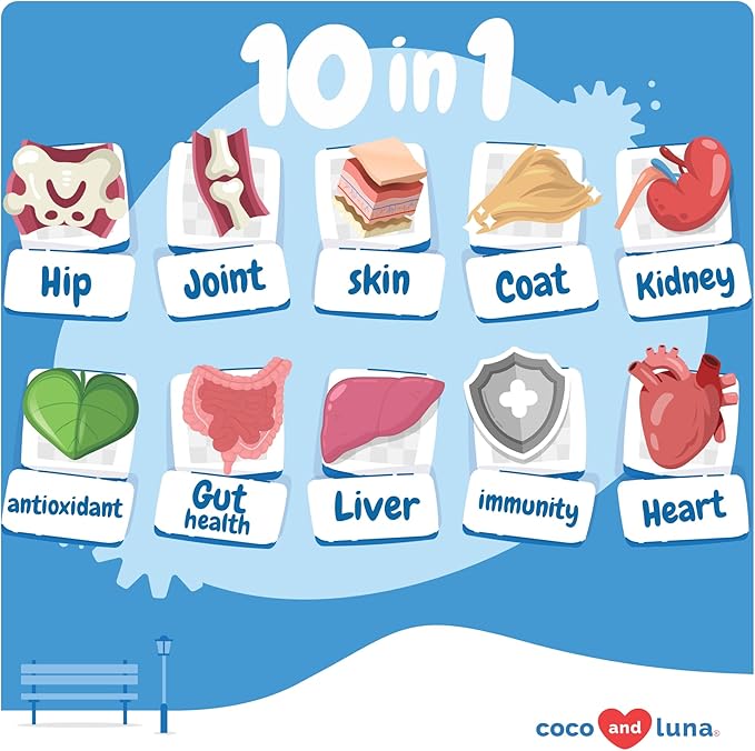 Multivitamin for Dogs - Glucosamine Chondroitin for Joint Support + Digestive Enzymes & Probiotics - Cod Liver Oil & Vitamins with Coq10 for Skin & Heart Health, Gut & Immune Support