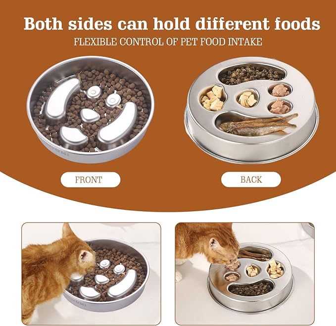 Stainless Steel Slow Feeder Dog Bowls – Non-Slip Metal Dog Bowl for Large & Medium Breeds, Puppy Puzzle Feeder – 2 Cup Capacity for Small to Big Pets – Durable Slow Feed Dog & Cat Food Dish