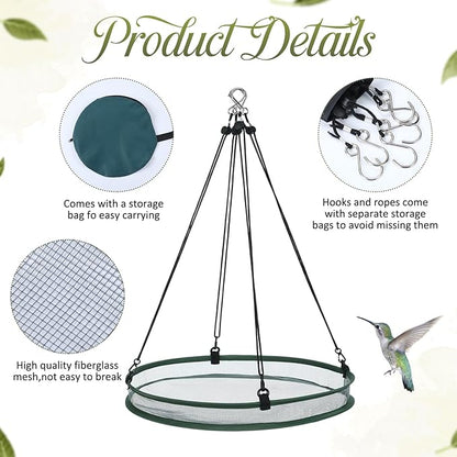 Universal Wild Bird Seed Catcher Hanging Hoop Platform Bird Seed Catcher Tray for Hummingbird Feeders Bee Feeder Outdoor Garden Accessories(1 Pieces,20 Inch)
