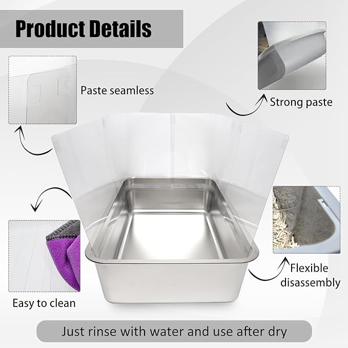 6PCS Cat Litter Box Pee Shields,Transparent Easy Clean Splash Guard for Open Top Litter Pan 14.5×11.5in- Litter Box Not Included(6PC)