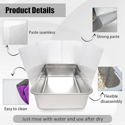 12PCS Cat Litter Box Pee Shields,Transparent Easy Clean Splash Guard for Open Top Litter Pan 14.5×11.5in- Litter Box Not Included(12PC)
