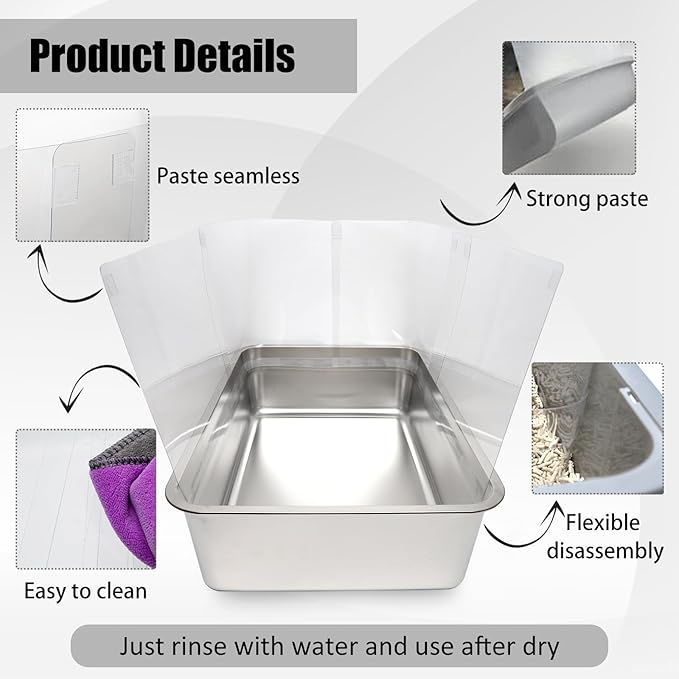 9PCS Cat Litter Box Pee Shields,Transparent Easy Clean Splash Guard for Open Top Litter Pan 14.5×11.5in- Litter Box Not Included(9PC)