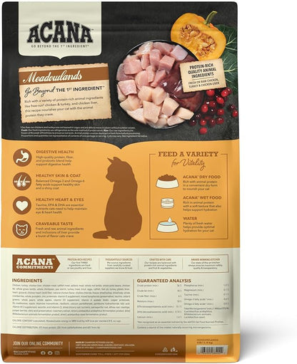 ACANA Grain-free Dry Cat Food Meadowlands Chicken Turkey Fish and Cage-Free Eggs 4lb Bag