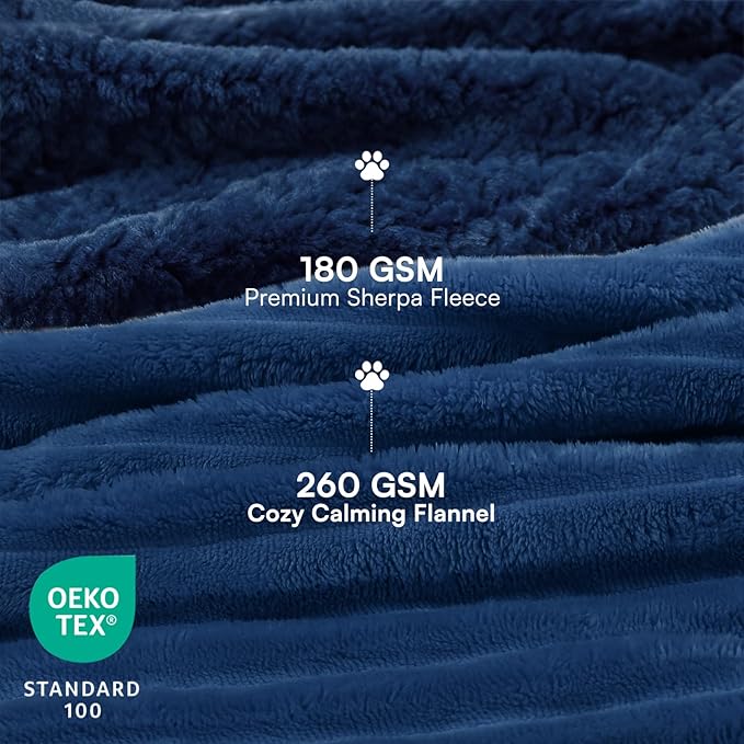 Luciphia Waterproof Dog Blanket for Large Dogs Ultra-Soft Calming Cut Pile Flannel Throw Durable & Warm Furniture Protection for Couch Bed Pet Blanket Machine Washable Deep Navy,L(65''x57'')
