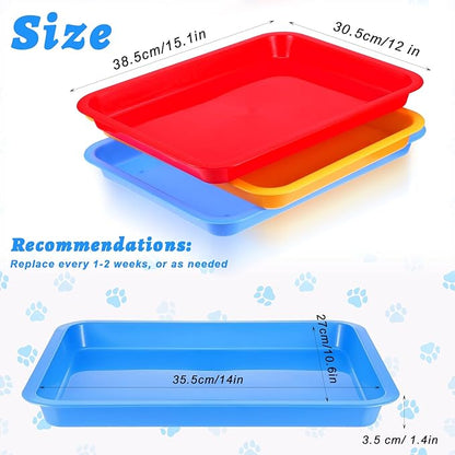 4 Pcs Small Cat Litter Box, Open Rabbit Litter Pan, Waterproof Plastic Tray Travel Toilet for Cats Kitty Bunny Small Pet 4 Colors (15.1 x 12 x 1.4 Inch)