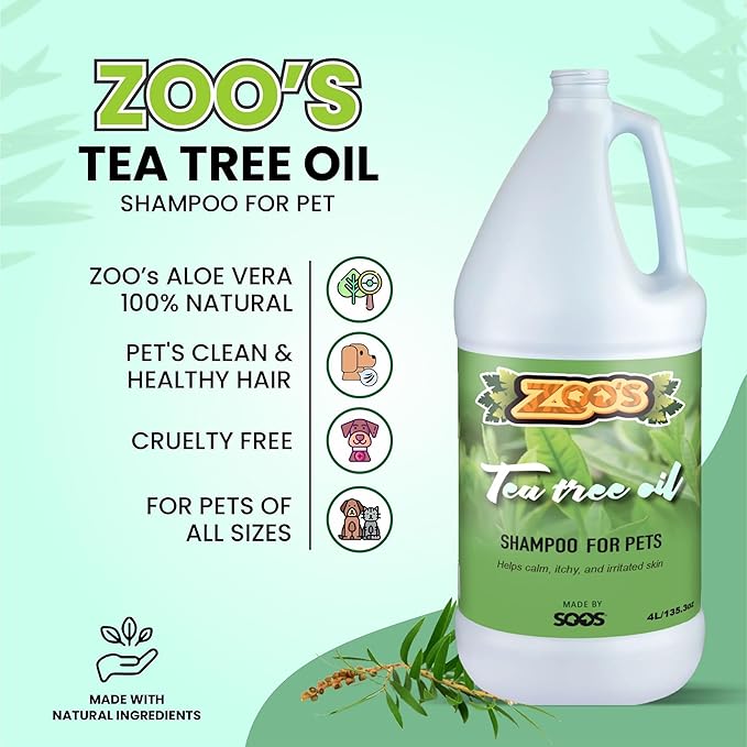 Zoo’s Pet Tea Tree Oil Dog Shampoo Fast Absorbing moisturize Skin - 1x (4L Gallon)