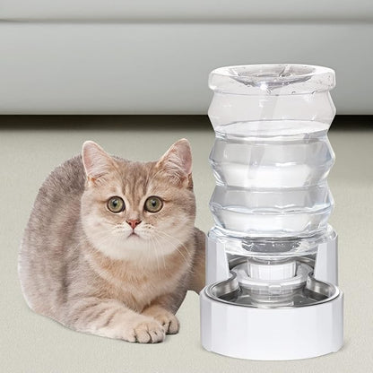 RIZZARI Dog Water Bowl Dispenser: 4L Automatic Stainless Steel Gravity Feeder - Large Capacity Ideal for Cats and Small Dogs - Indoor and Outdoor Hydration