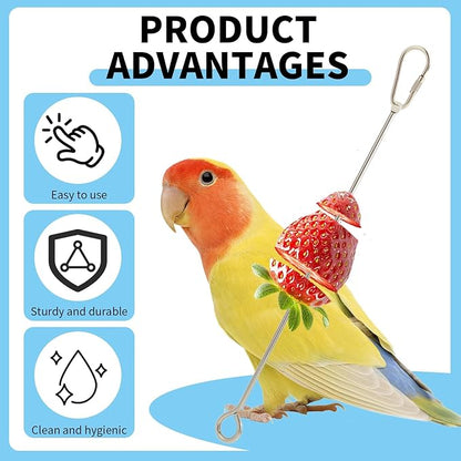 2 Pcs Bird Treats Skewer Hanging Parrot Fruit Feeder, 10.6 Inch Stainless Steel Bird Cage Food Holder and Skewer for Fruit, Durable Foraging Toy Suitable for Parakeets, Conures, and Other Small Birds