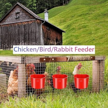 10Pcs Chicken Water Cups,Cage Cup Bird Cage Feeder,8 oz Chicken Feeders Water Bowl Hanging for Cage,Plastic Birds Feeders,Hanging Food and Water Coop Cups for Treats Grit(Red)