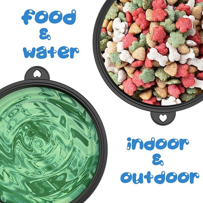 2 Pack Collapsible Dog Bowl Travel Portable Pet Bowls [34oz,1000ml],Expandable Foldable Food Water Feeding Dishes for Traveling Hiking Walking,with Carabiners [Black,Green]